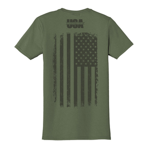 USA Standard Gear Softstyle Tee - Military Green – Free to Drive w/USA Flag, Extra Large