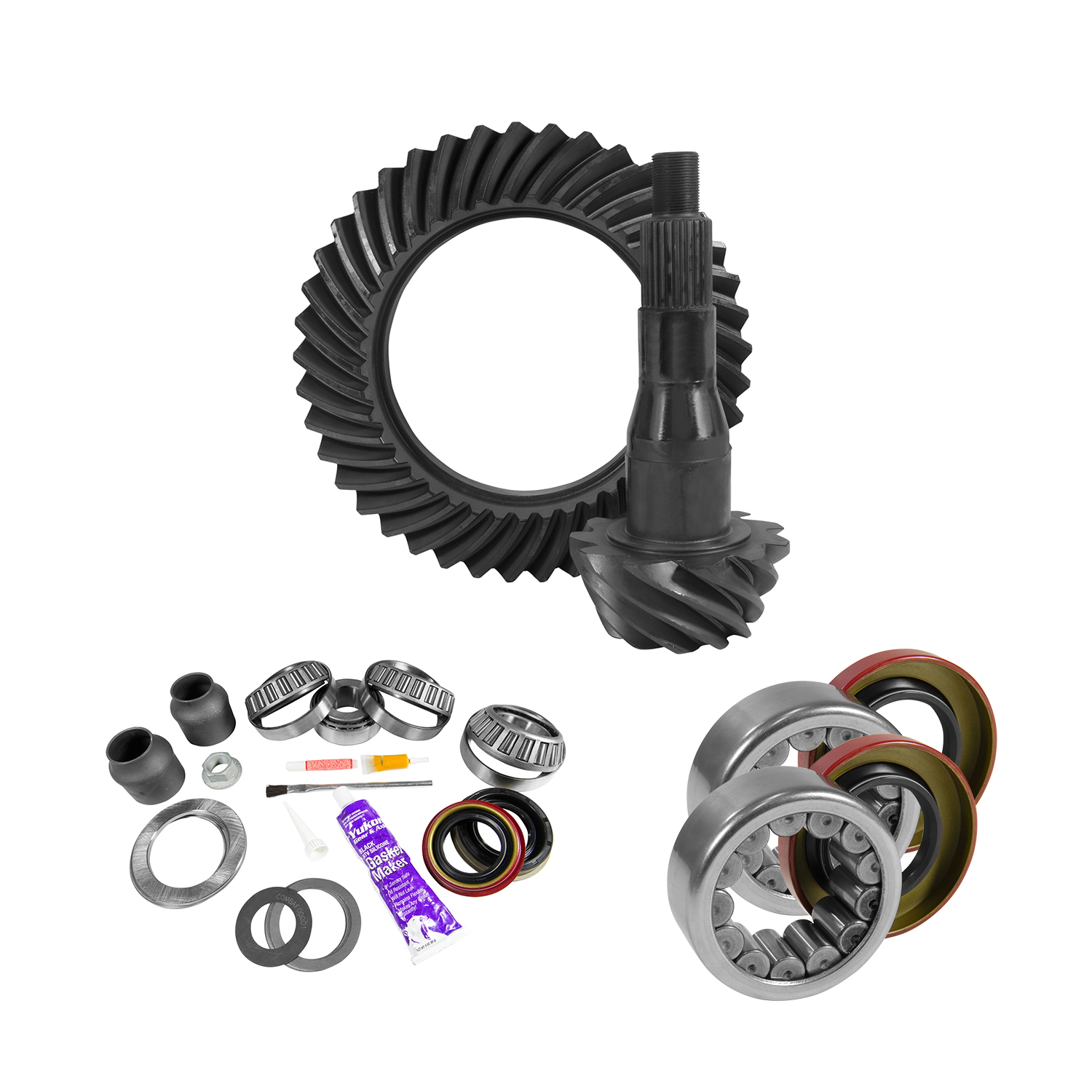9.75" Ford 3.55 Rear Ring & Pinion, Install Kit, 2.99" OD Axle Bearings & Seals