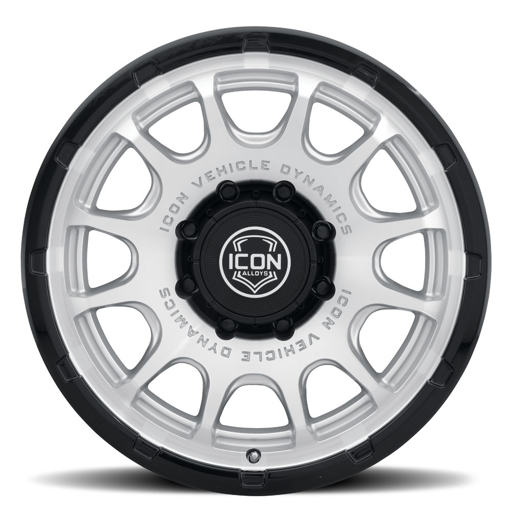 ICON Alloys Rancho, Silver Machined w/ Gloss Black Lip, 20 x 9 / 8 x 180, 12mm Offset, 5.5" BS