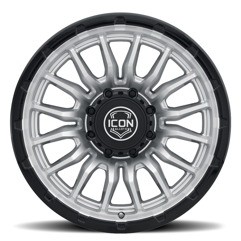 ICON Alloys Cajon, Silver Machined w/ Gloss Black Lip, 20 x 9 / 8 x 180, 12mm Offset, 5.5" BS