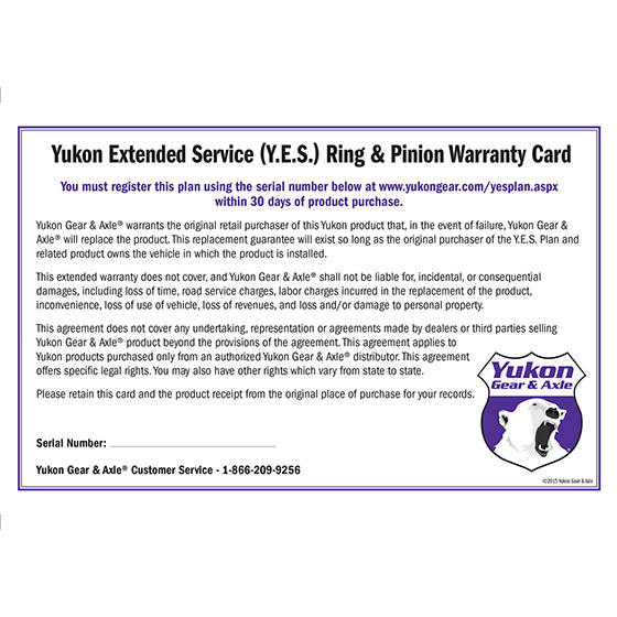 Yukon Extended Service (YES) Plan Warranty for Yukon Ring and Pinion Sets